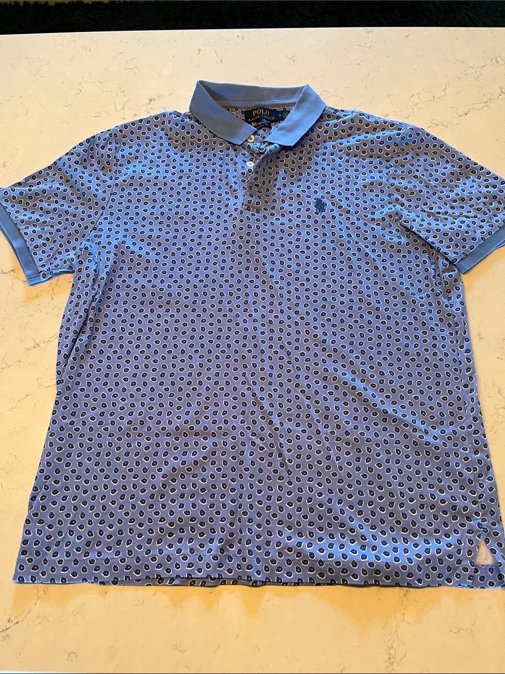 Polo by Ralph Lauren Light Blue Polo with Navy Geometric Print